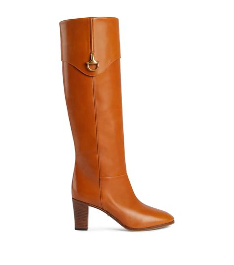 Gucci Brown Leather Horsebit Knee High Boots 75 Harrods Uk