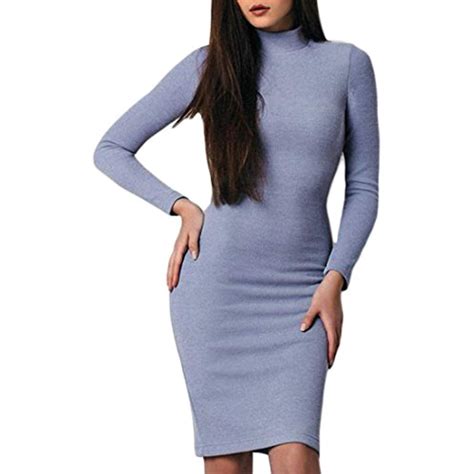 Women S Turtle Neck Fall Winter Solid Knitted Bodycon Slim Dress Find Out More About The