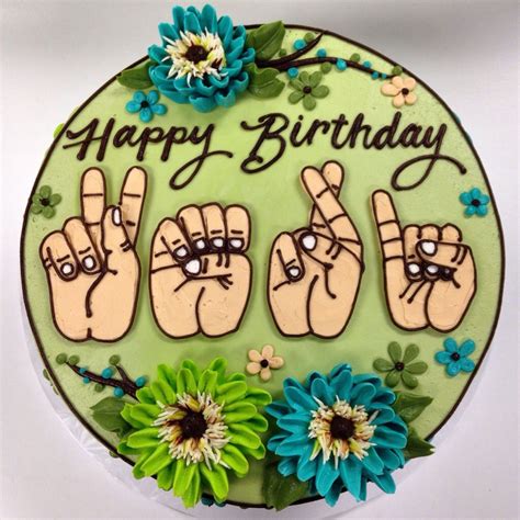 Sign Language Birthday Cake White Flower Cake Shoppe Flower Cake