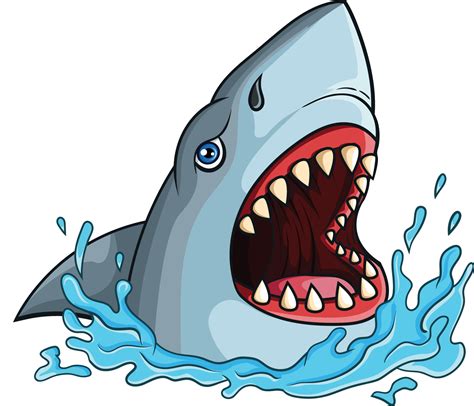 Cartoon Shark With Open Jaws Vector Art At Vecteezy