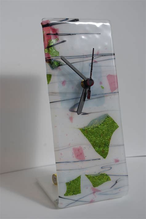 Free Standing Fused Glass Clock Glass Art Glass Fusion Ideas Glass Wall Vase