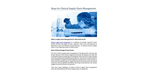 Steps For Clinical Supply Chain Management Steps For Clinical Supply