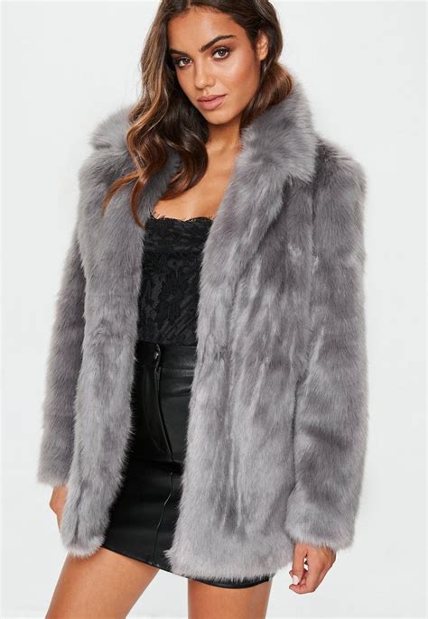 Grey Faux Fur Coat Missguided Grey Faux Fur Coat Faux Fur Coat Coats Jackets Women