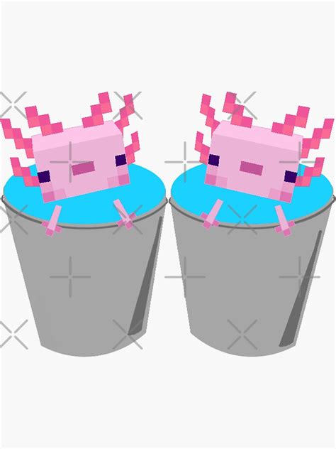 Cute Minecraft Axolotl In Buckets Sticker By Wilsy101 Redbubble