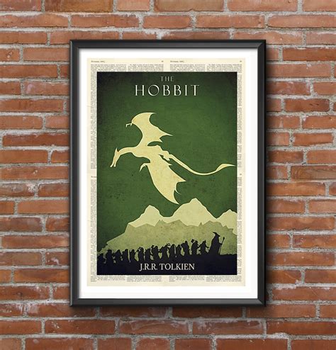 The Hobbit Poster Jrr Tolkien Book Cover Art Print Etsy