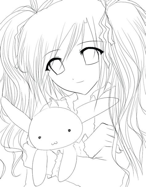 Anime Girl Coloring Pages Drawing Cute Body Girls Drawings Easy Emo