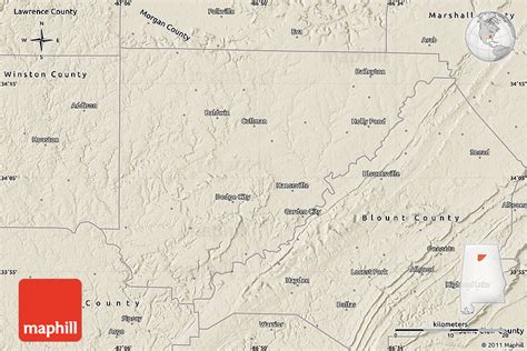 Shaded Relief Map Of Cullman County