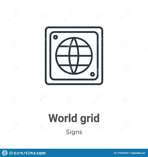 World Grid Outline Vector Icon Thin Line Black World Grid Icon Flat