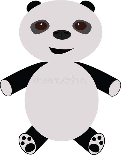 Cute Panda Bear Vector Illustration With Blue Hearts Stock Illustration