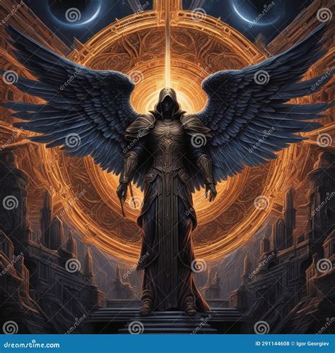 Archangel Azrael Dark Cinematic Painting Art Stock Illustration