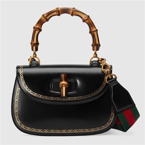 Gucci Bamboo Classic Frame Print Leather Top Handle Bag 3700