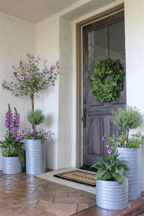 Front Door Flowers In Pots Pin On Green White Landscaping Help