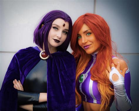starfire [self] and raven from teen titans r cosplay