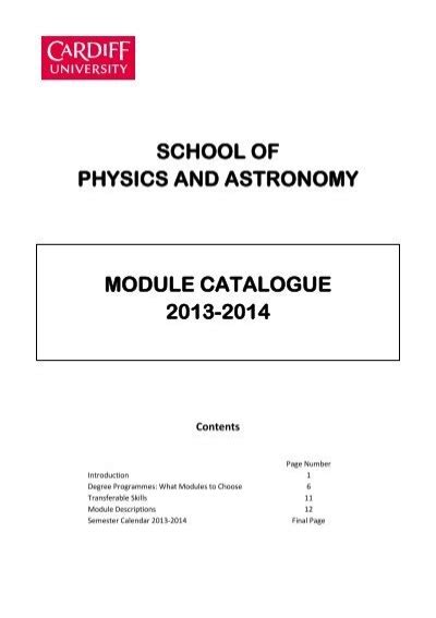 Module Catalogue Cardiff School Of Physics And Astronomy