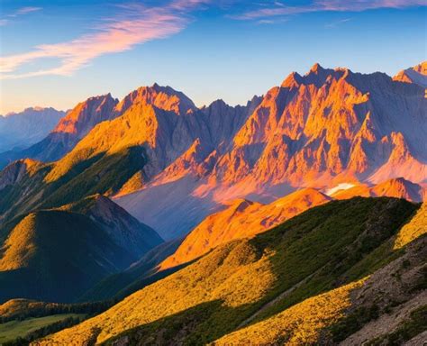 Premium Photo Beautiful Mountain Landscape Sunset With Mountains