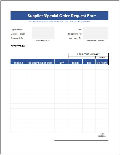 download supply order form template excel for free fo
