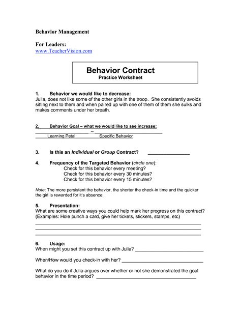 5 Best Images Of Behavior Consequences Worksheet For