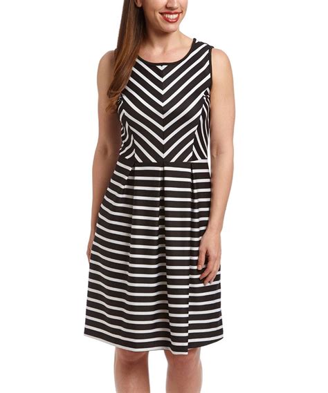 Black And White Stripe Fit And Flare Dress By Ile New York Zulily