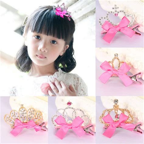 Kids Girls Baby Birthday Party Pink Crown Hair Clips Hairpin Princess