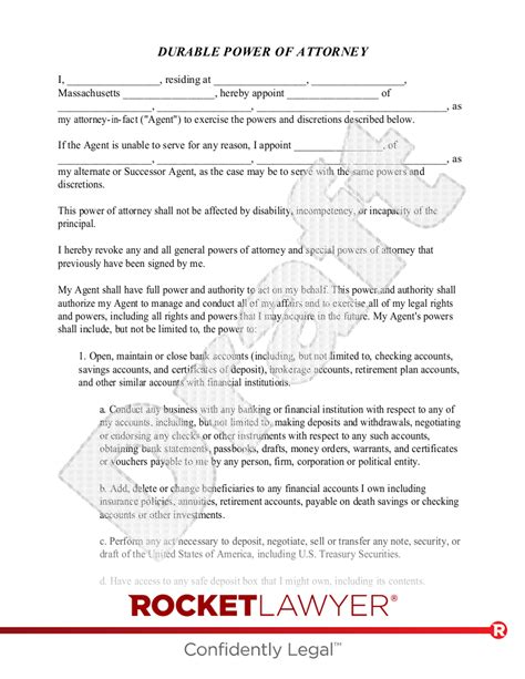 Free Massachusetts Power Of Attorney Make And Download Rocket Lawyer