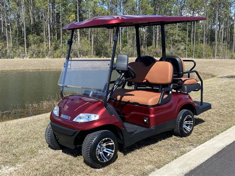 2022 Advanced Ev 4 Passenger Golf Cart Burgundy With Brown Seats