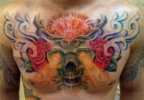 Skull Chest Tattoo By Juan Salgado Tattoonow