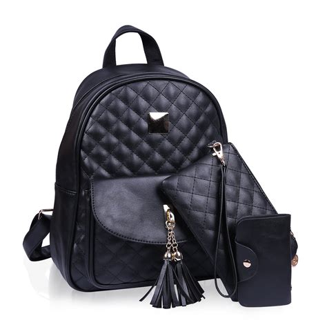 Hde Small Fashionable Backpack For Women Mini Black Quilted Fashion