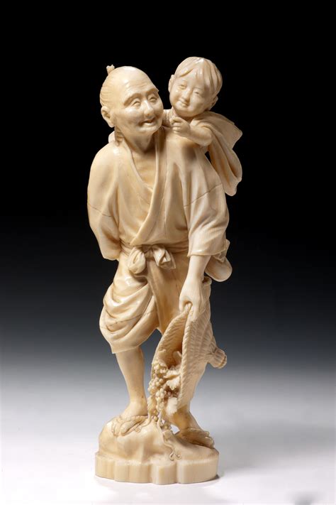 Japanese Ivory Okimono Of A Father And Son Richard Gardner Antiques