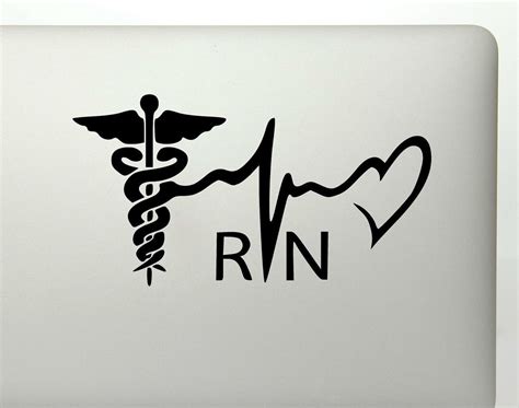 Rn Nurse Medical Symbol Heartbeat Vinyl Decal Sticker