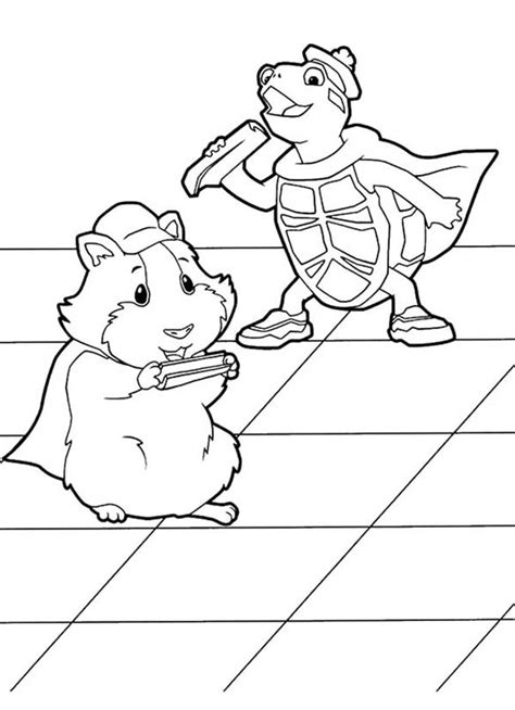 Linny And Turtle Tuck Eating Vegetables In Wonder Pets Coloring Page