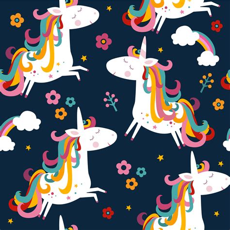 Seamless Unicorn And Flowers Pattern 1085746 Vector Art At Vecteezy