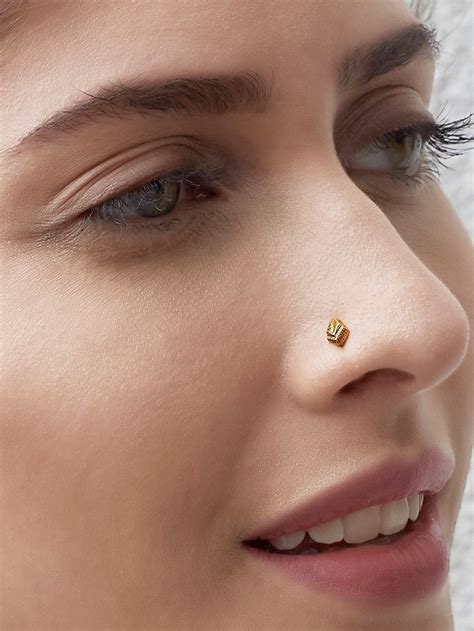 Buy Gold Plated Silver Contemporary Nose Pin Online At Theloom Nose