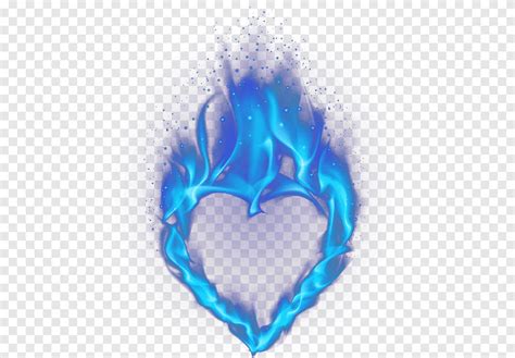 Blue Flaming Heart Illustration Light Heart Flame Blue Heart Shaped