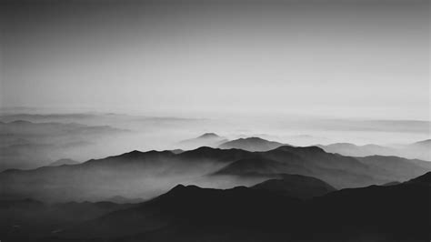 Free Download Hd Wallpaper Foggy Mountains Monochrome Black