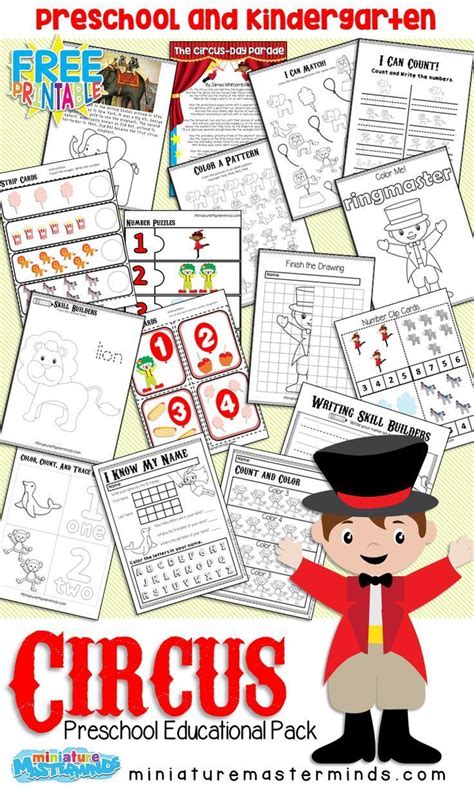 Circus Preschool And Kindergarten Printable Educational Pack Circus
