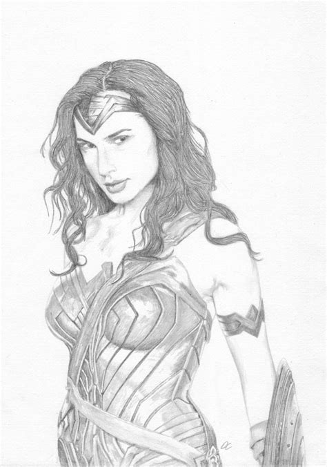 Wonder Woman Pencil Drawing The Justice League Fan Art Etsy Uk
