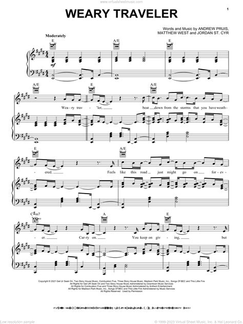 Weary Traveler Sheet Music For Voice Piano Or Guitar Pdf