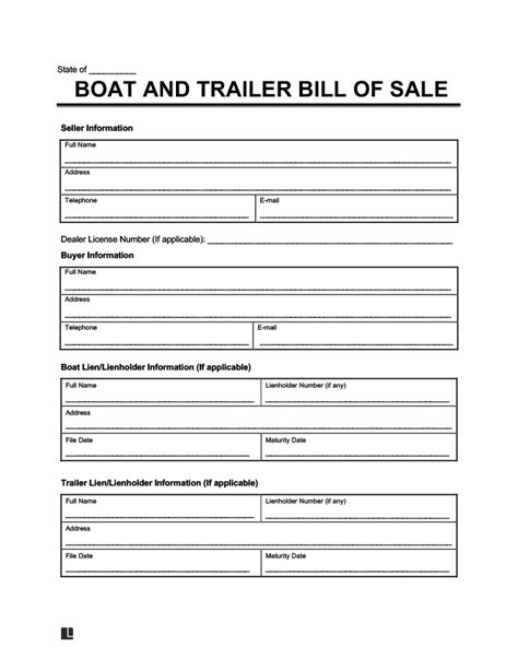 Free Boat Bill Of Sale Template By State Pdf And Word