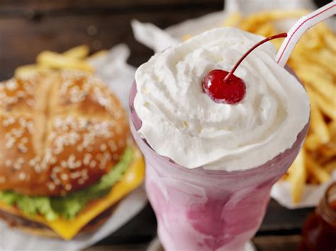 Strawberry Milkshake With A Burger And Fries So Yummy