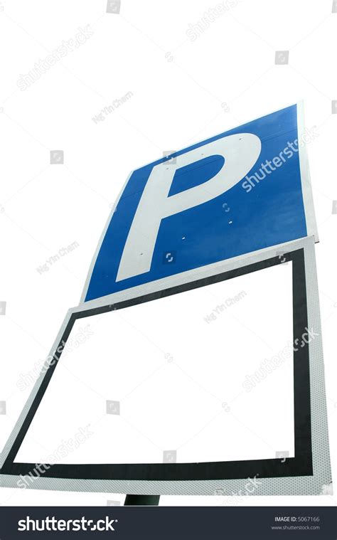 A Parking Sign With A Blank White Space For Custom Text And Work Path