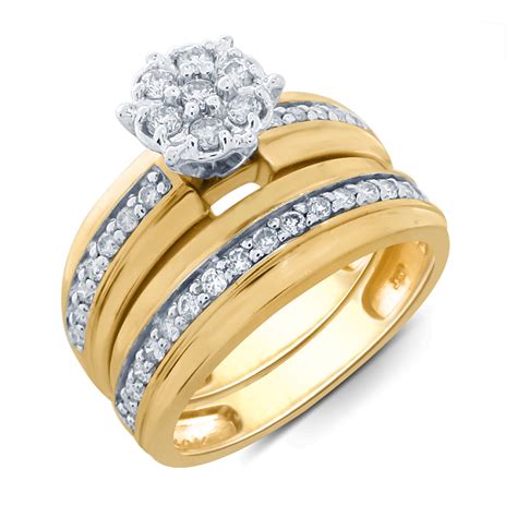 Tradition Diamond 10k Yellow Gold 12 Cttw Certified Diamond Bridal Ring Set Size 7 Only