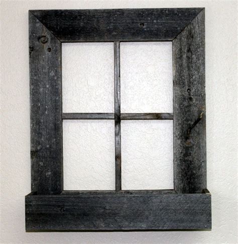 Rustic Barn Wood Window Frame With Flower Box