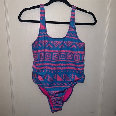 Chubbies Swim Chubbies Nwot Pink And Blue Print One Piece Swim Suit Size Medium Poshmark