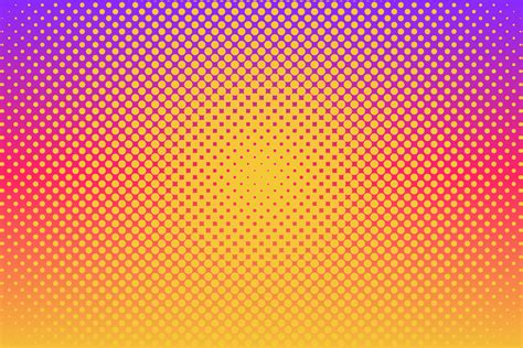 Pink Yellow Purple Pop Art Background With Halftone Dots In Retro Comic