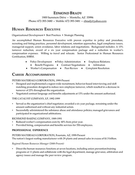hr executive resume