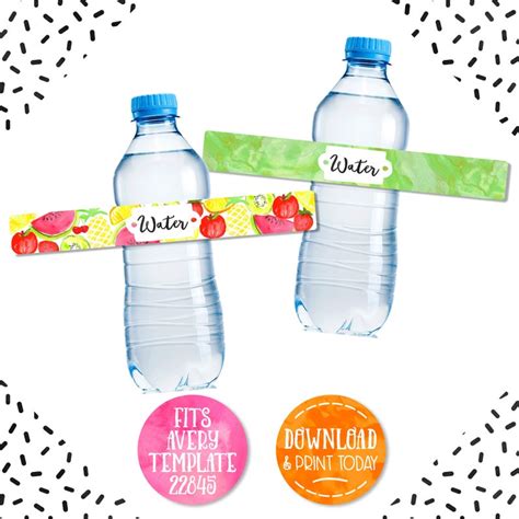 Tutti Fruitti Water Bottle Labels Printable Fruit Water Etsy