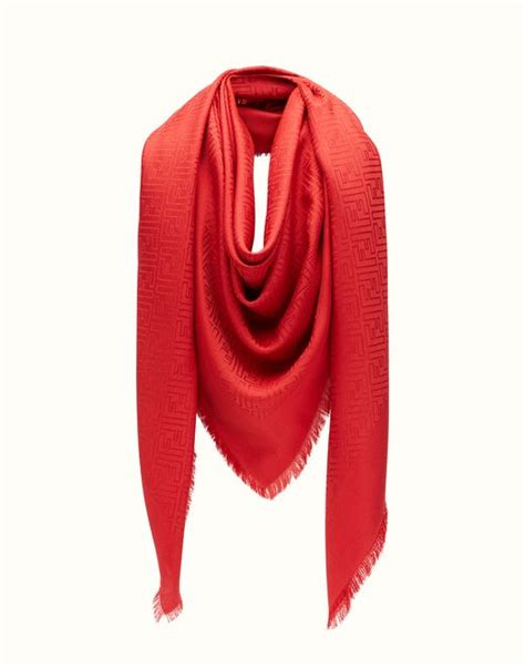 Red Silk And Wool Shawl Ff Shawl Fendi Fendi Online Store