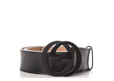 Gucci Belt Gg Imprime Interlocking G Black Buckle 15 W Black In