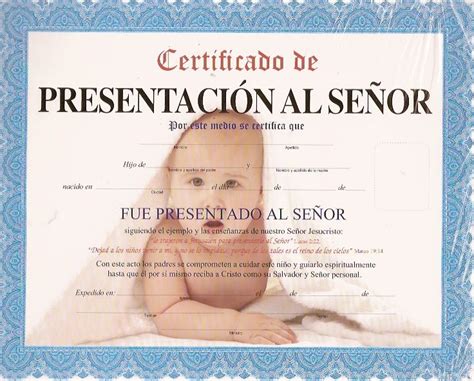 Certificado de presentacion al senor para nino | Presentacion de niños