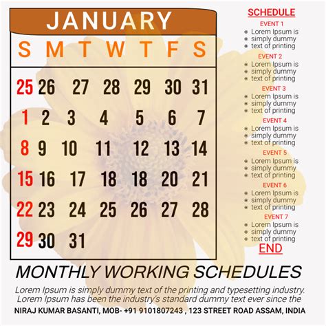 January Schedule Template Postermywall